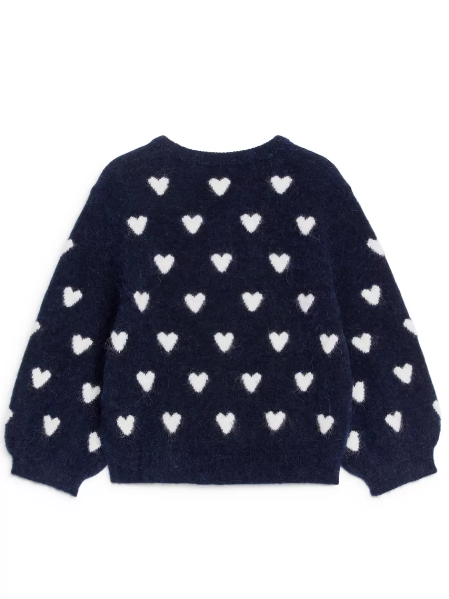 Best Sale ARKET Intarsia Knit Jumper Dark Blue/Hearts