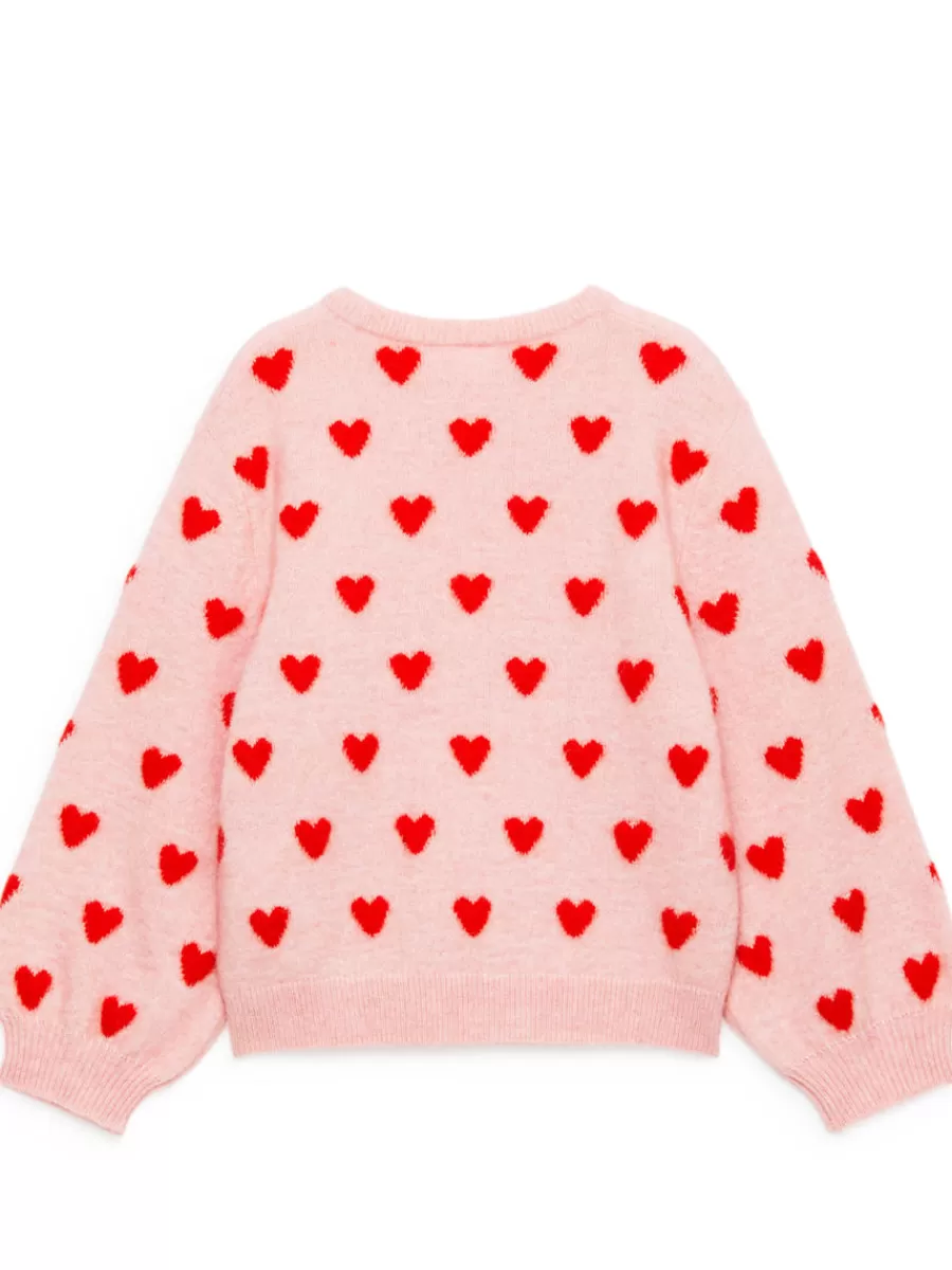 Store ARKET Intarsia Knit Jumper Pink/Hearts
