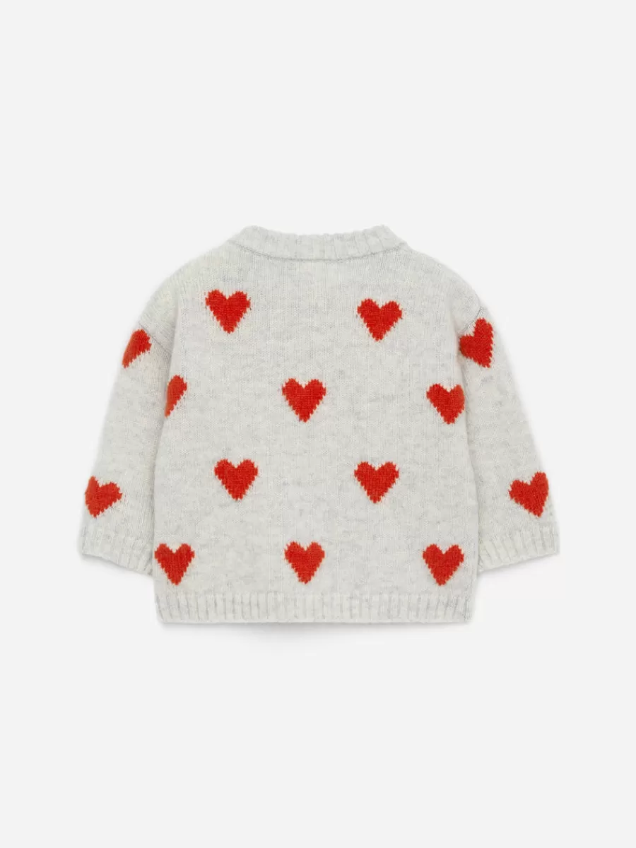Fashion ARKET Intarsia Knitted Jumper Grey/Hearts