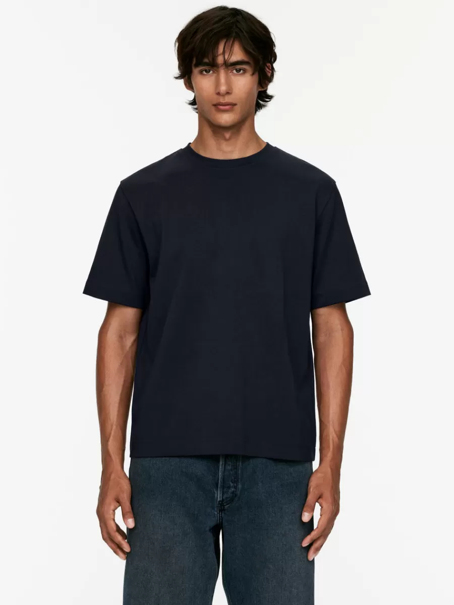 Store ARKET Interlock T-shirt Dark Blue