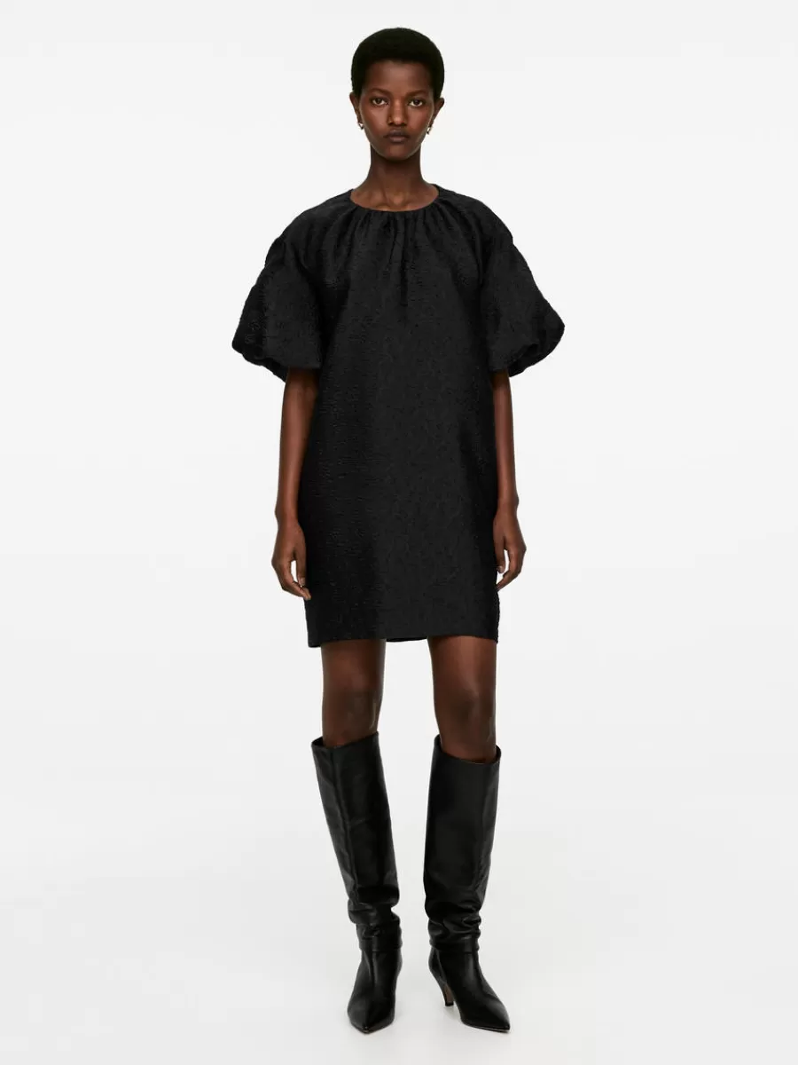 Discount ARKET Jacquard Balloon-Sleeve Dress Black