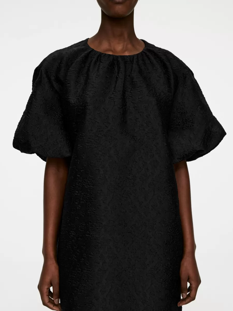 Discount ARKET Jacquard Balloon-Sleeve Dress Black