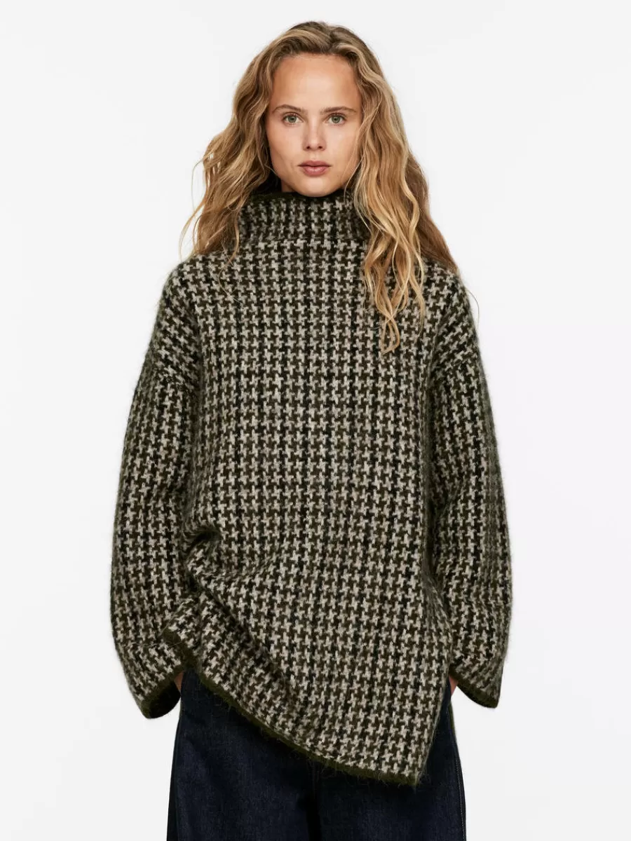 Best ARKET Jacquard-Knit Jumper Beige/Houndstooth