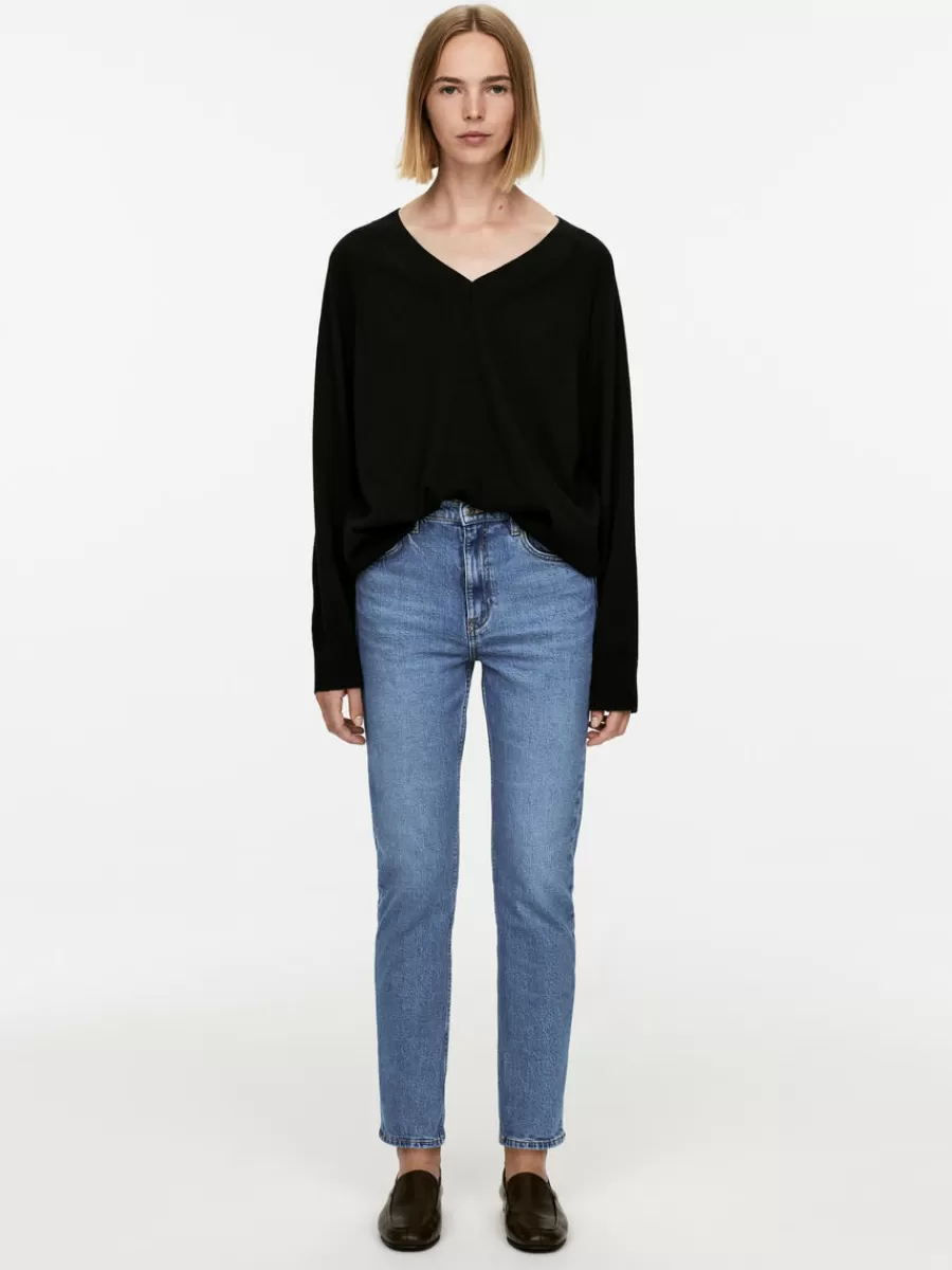 Discount ARKET JADE CROPPED Slim Stretch Jeans Blue