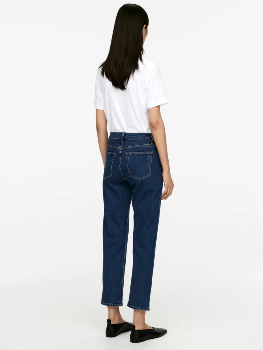 Sale ARKET JADE CROPPED Slim Stretch Jeans Dark Vintage Blue