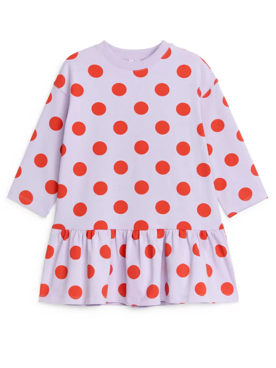 Online ARKET Jersey Frill Dress Lilac/Red