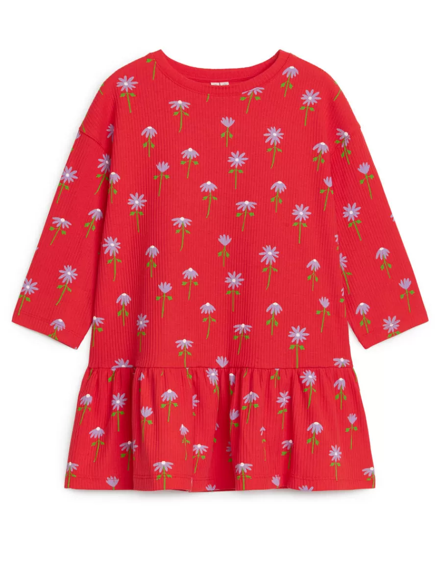 New ARKET Jersey Frill Dress Red