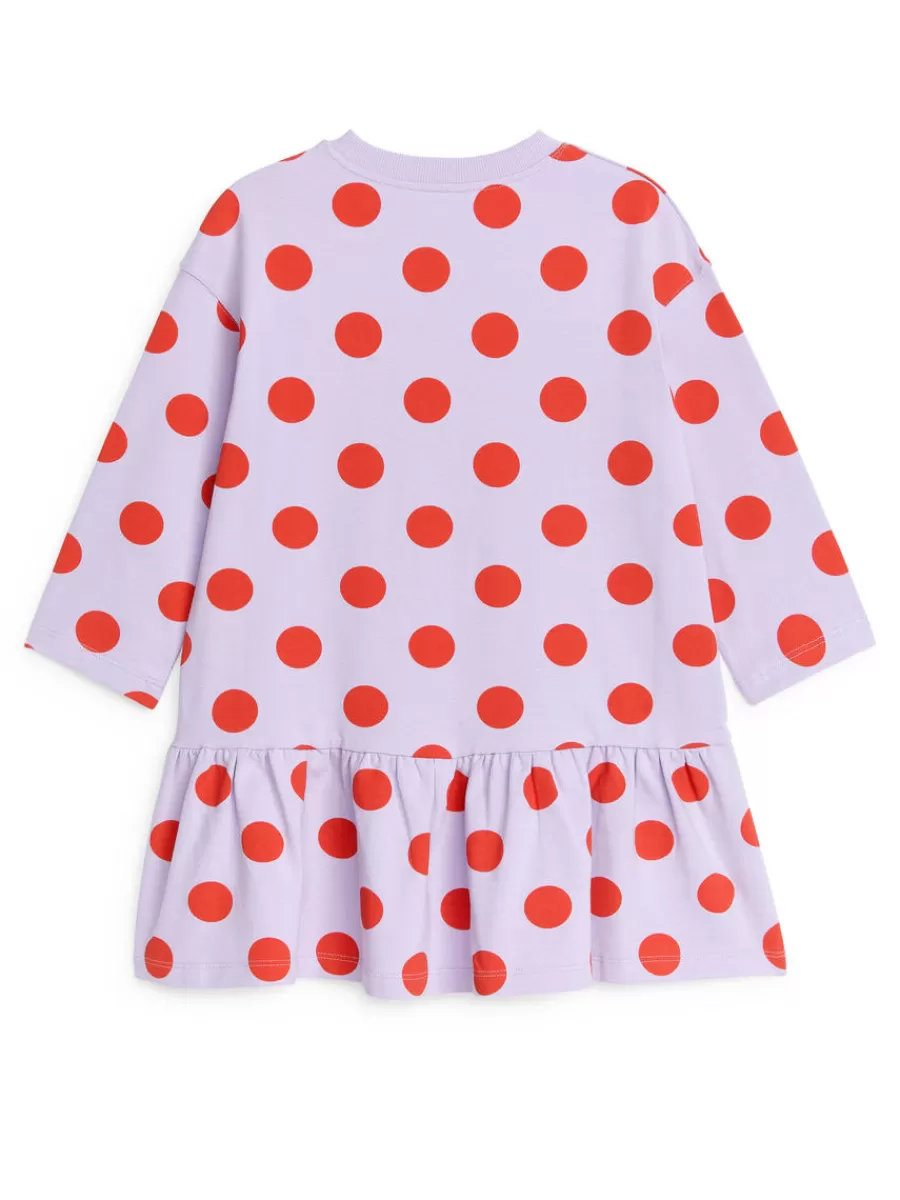 Online ARKET Jersey Frill Dress Lilac/Red