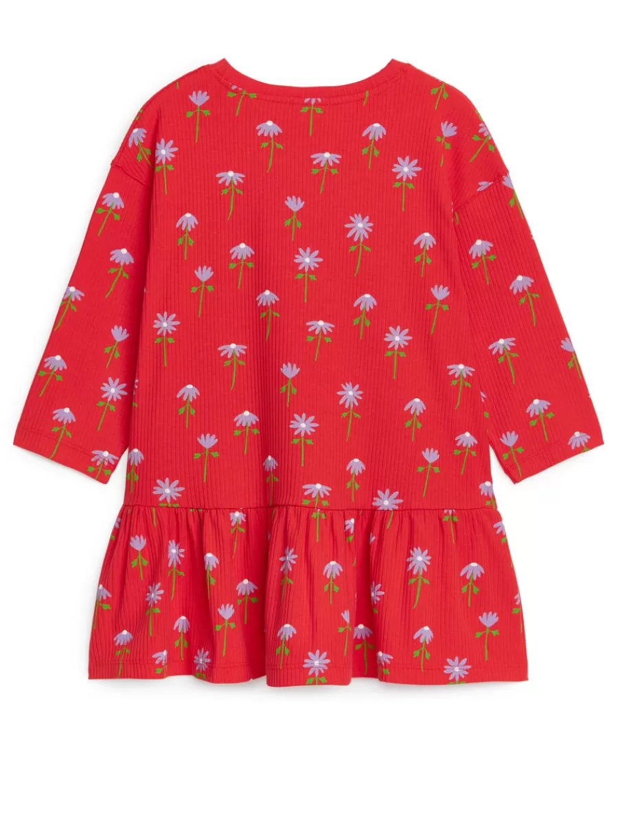 New ARKET Jersey Frill Dress Red