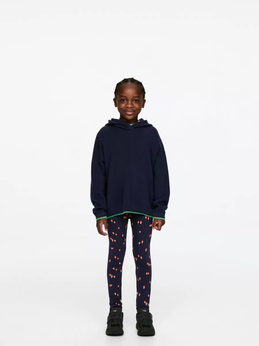 New ARKET Jersey Leggings Dark Blue/Mushrooms