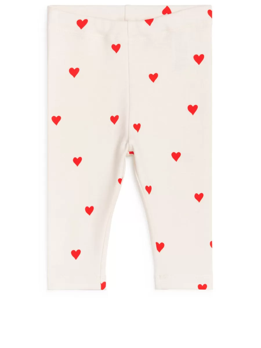 Hot ARKET Jersey Leggings Off White/Red Hearts
