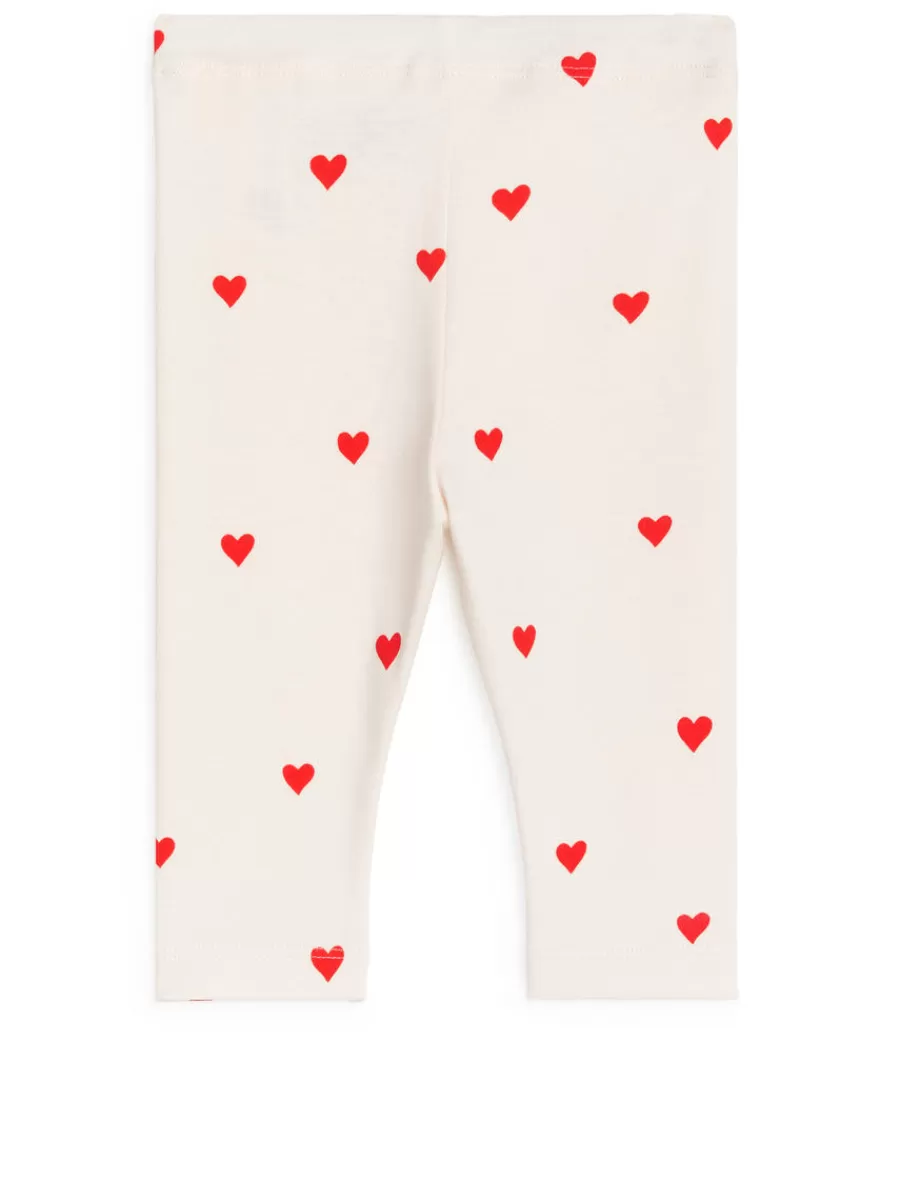 Hot ARKET Jersey Leggings Off White/Red Hearts