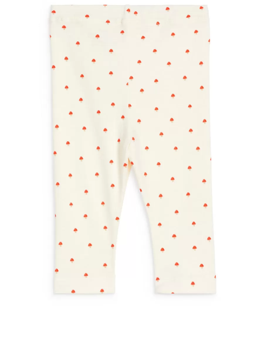 Best ARKET Jersey Leggings Off White/Mushrooms