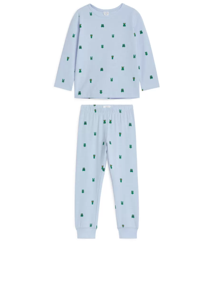 Best ARKET Jersey Pyjama Set Light Blue/Monsters