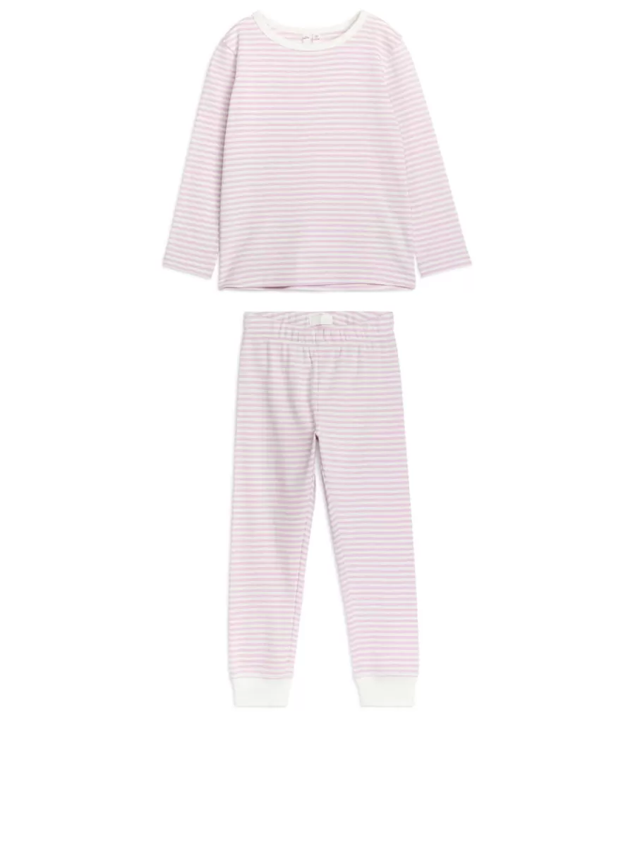 Clearance ARKET Jersey Pyjama Set Lilac/White