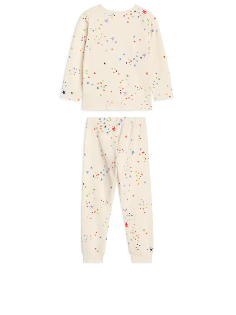 New ARKET Jersey Pyjama Set Off White/Stars