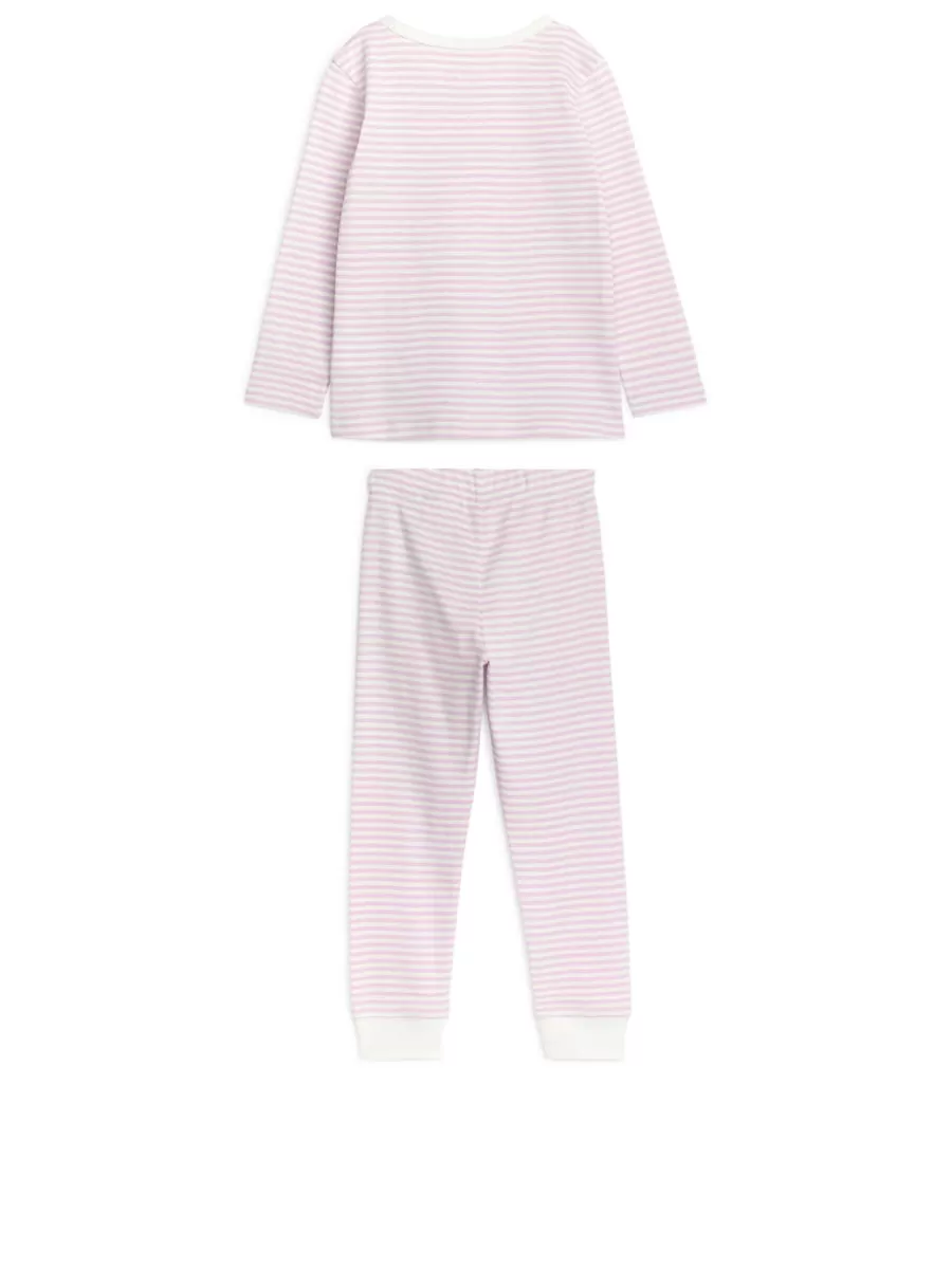 Clearance ARKET Jersey Pyjama Set Lilac/White