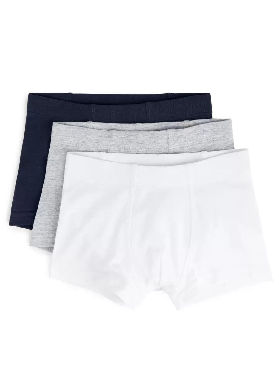 Shop ARKET Jersey Trunks Grey/White/Blue
