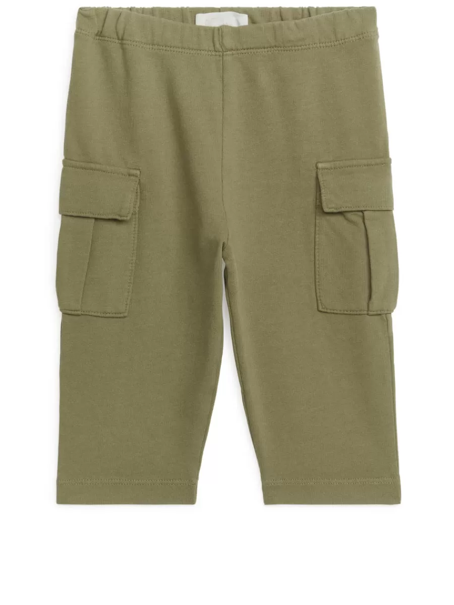 Shop ARKET Jersey Utility Trousers Khaki Green