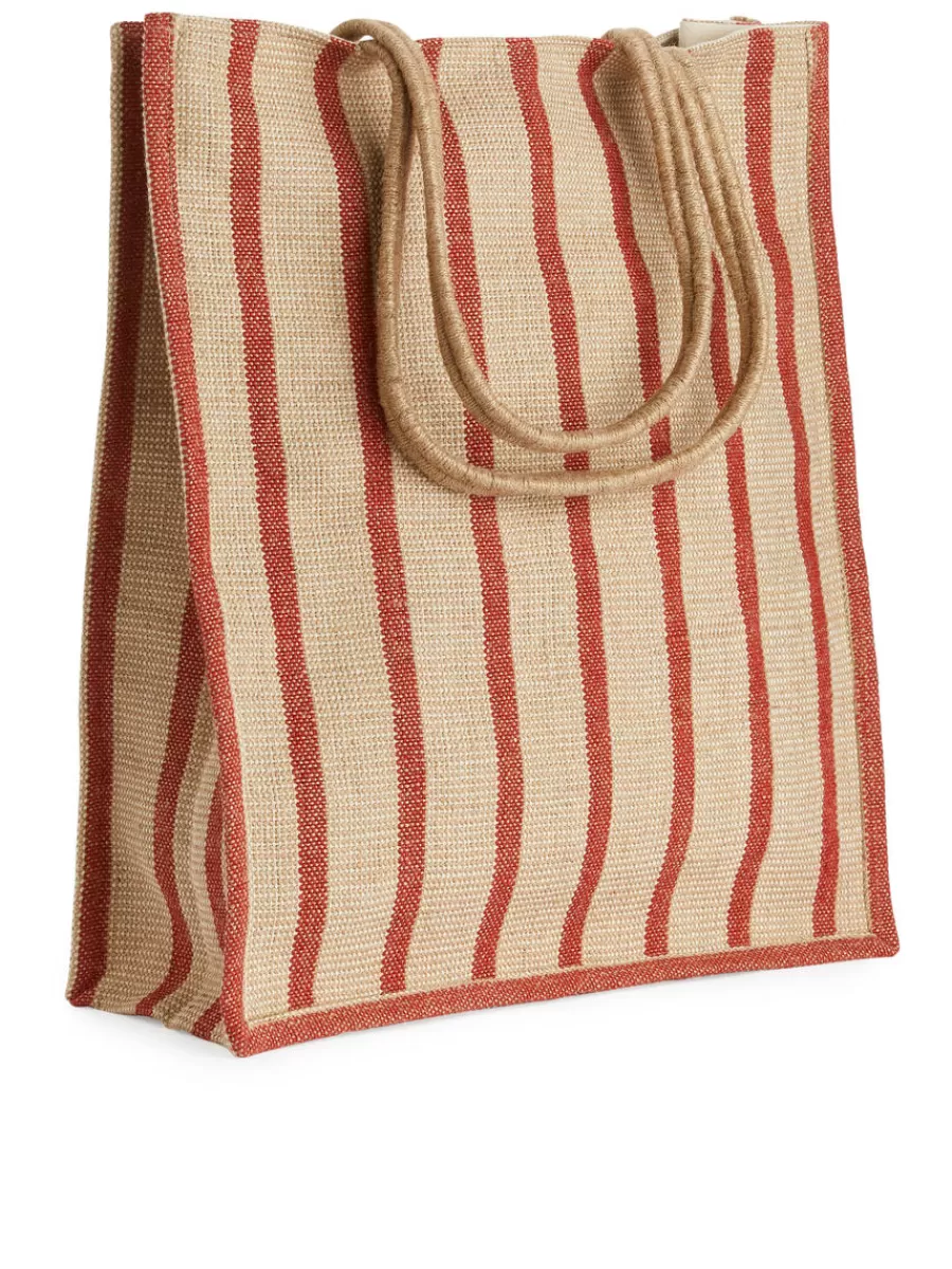 Outlet ARKET Jute Tote Bag Red/Beige