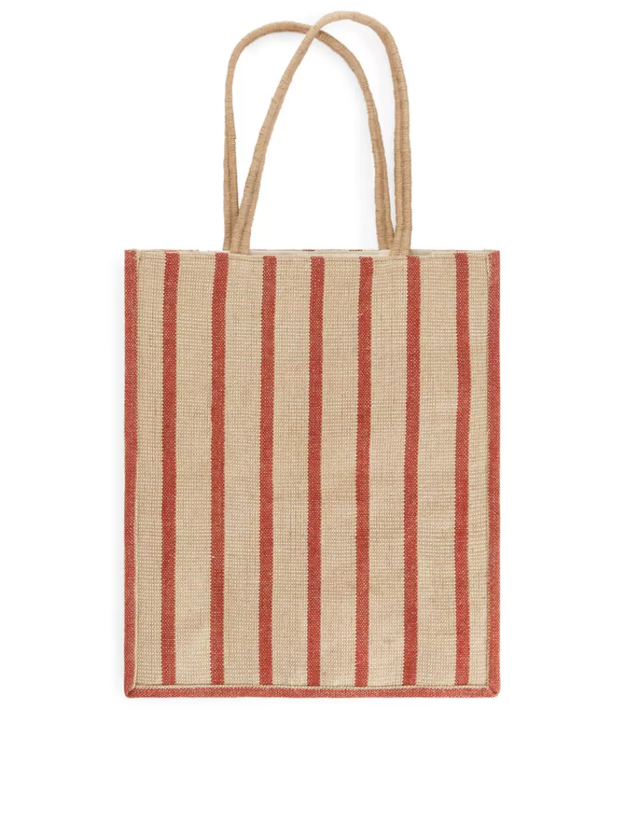 Outlet ARKET Jute Tote Bag Red/Beige