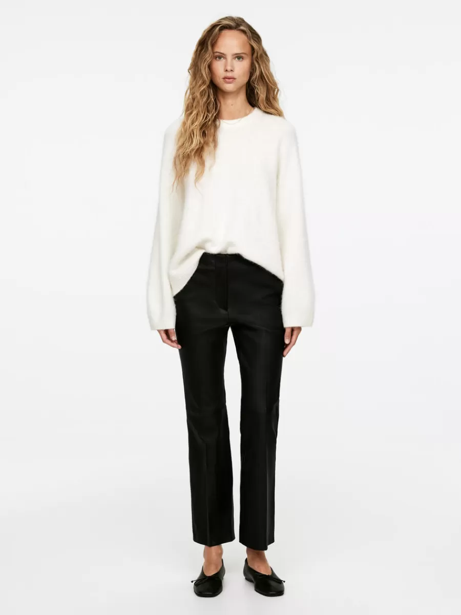 Discount ARKET Kick-Flare Leather Trousers Black