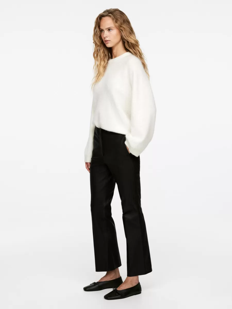 Discount ARKET Kick-Flare Leather Trousers Black