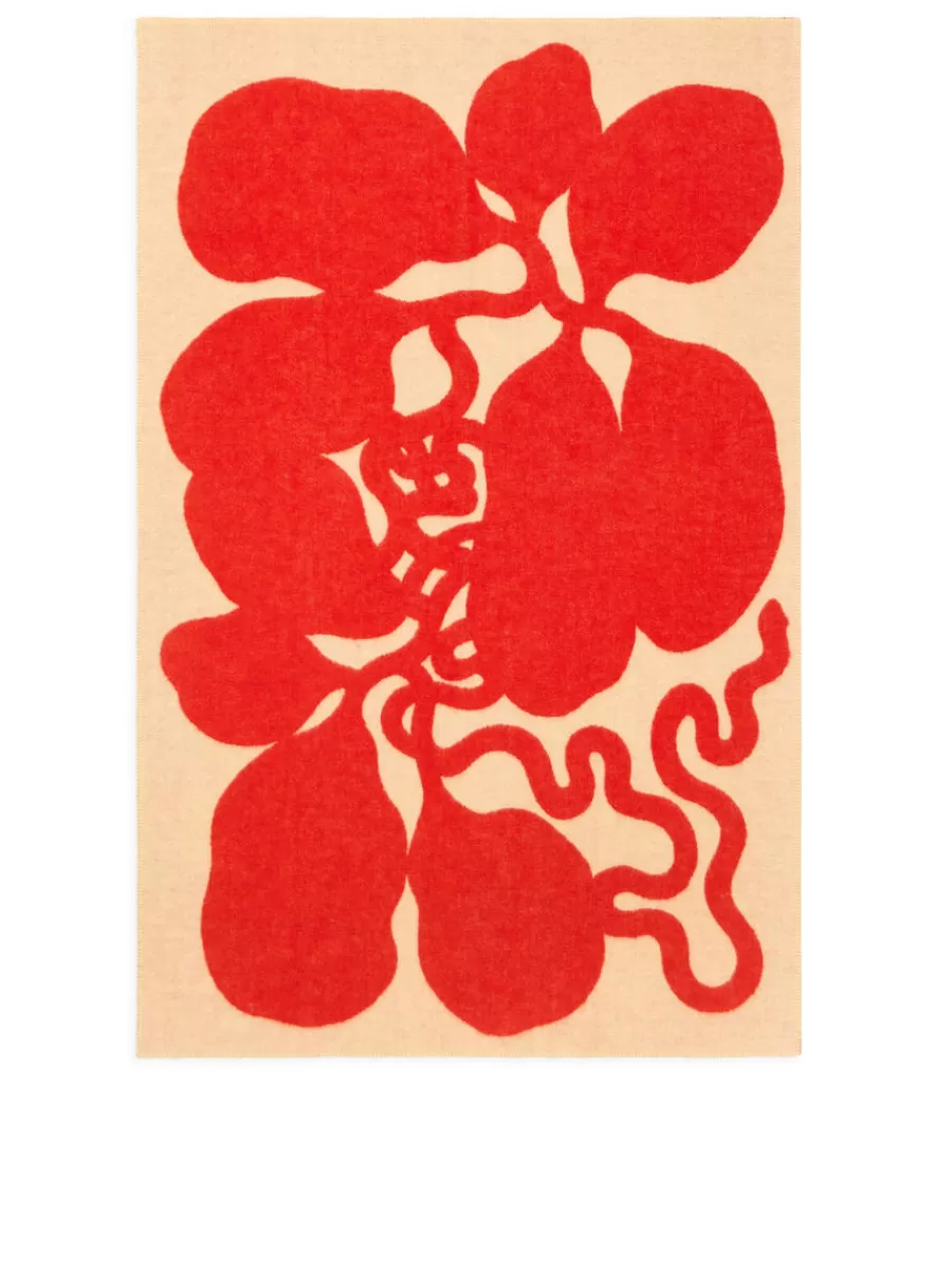 Store ARKET Klippan Wool Blanket Cream/Red