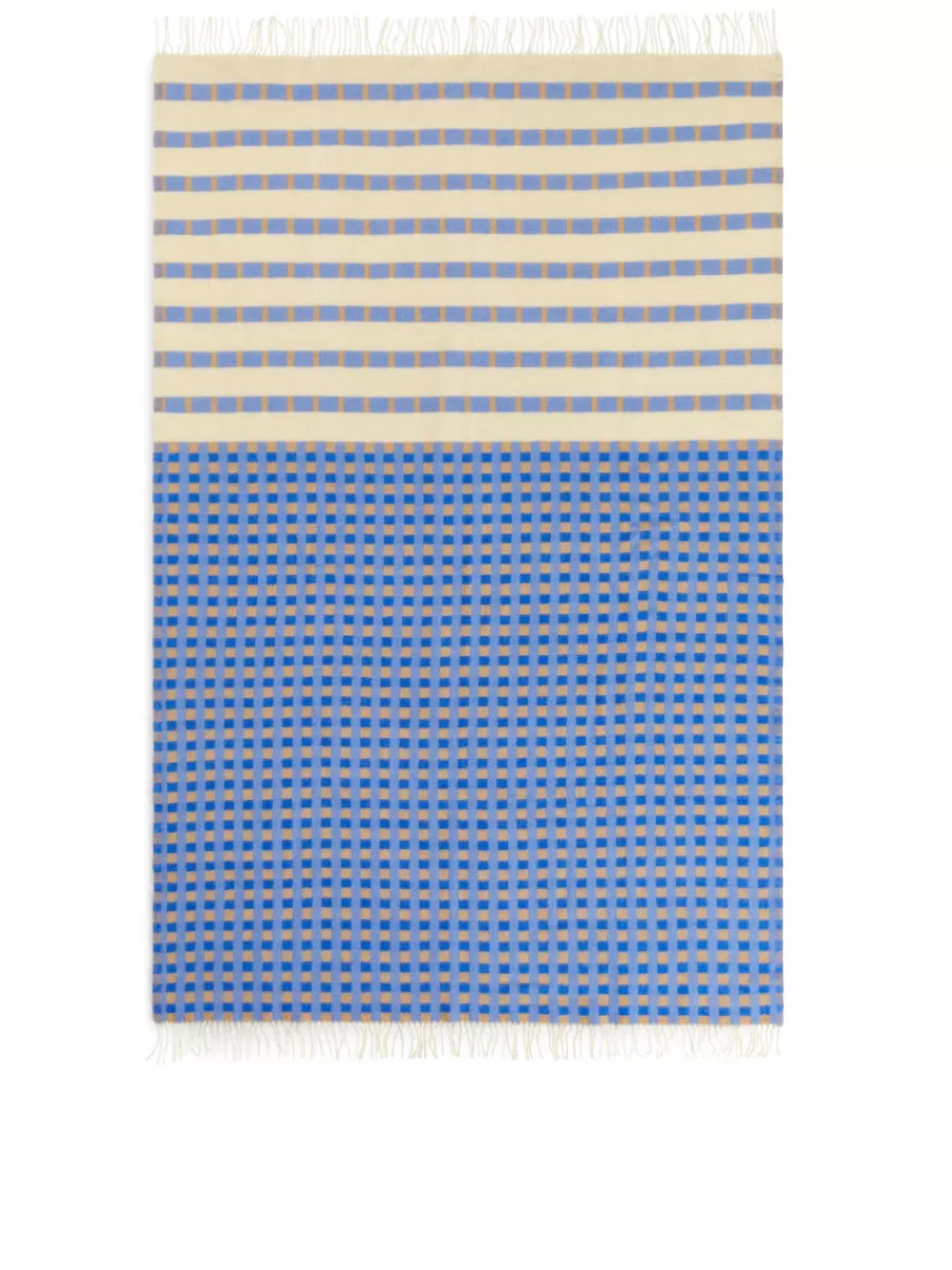 Discount ARKET Klippan Wool Blanket Blue/Beige