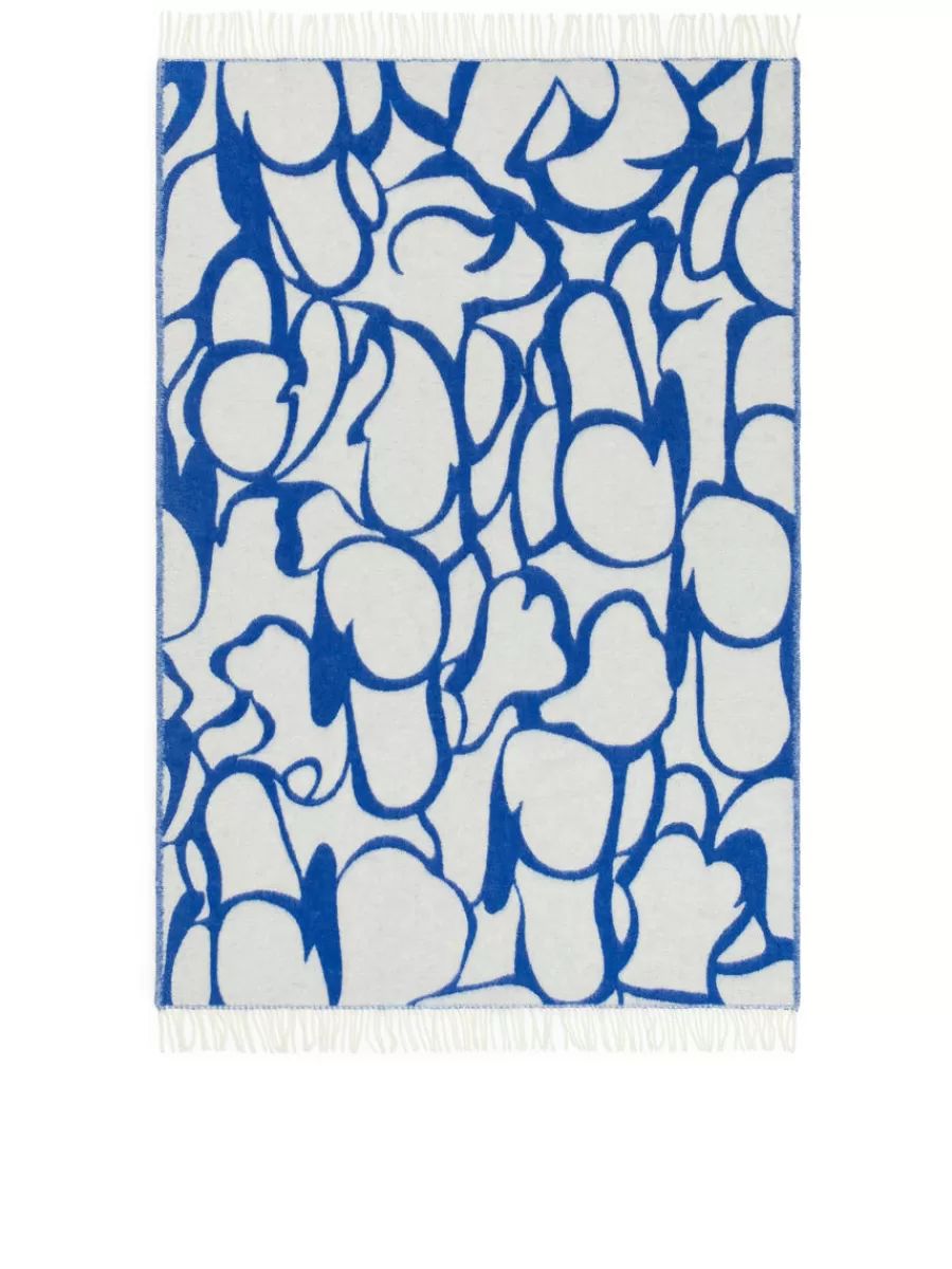 Best ARKET Klippan Wool Blanket White/Blue