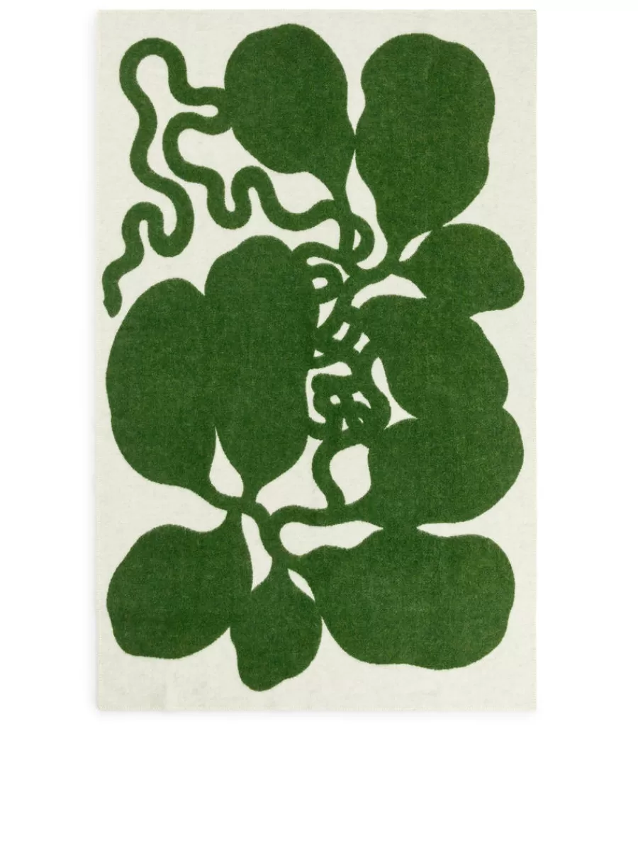 Cheap ARKET Klippan Wool Blanket Green/Off White