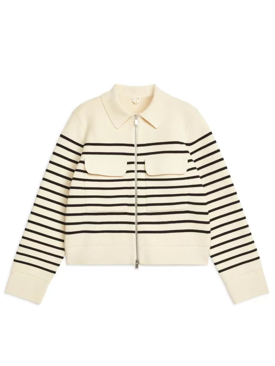 Store ARKET Knitted Cotton Jacket Off White