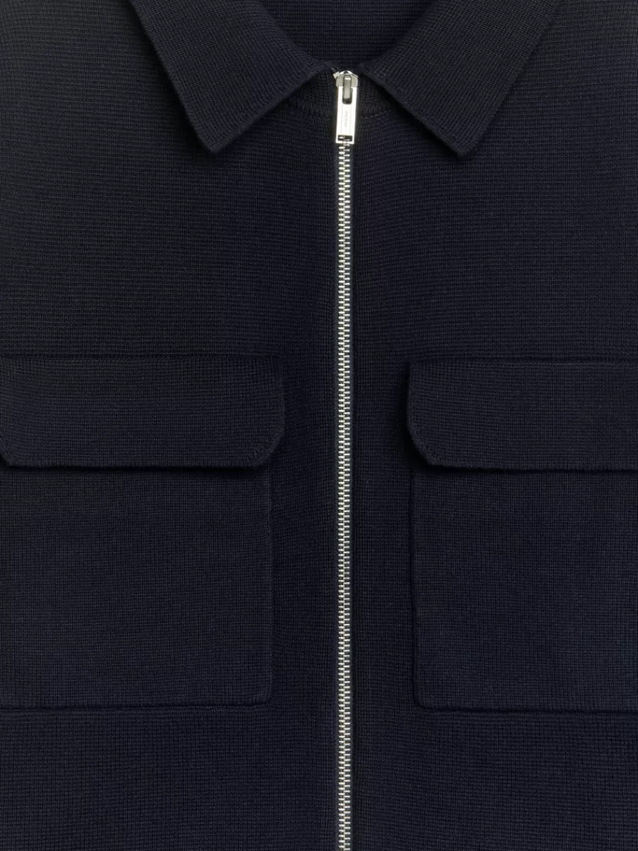 Store ARKET Knitted Cotton Jacket Dark Blue