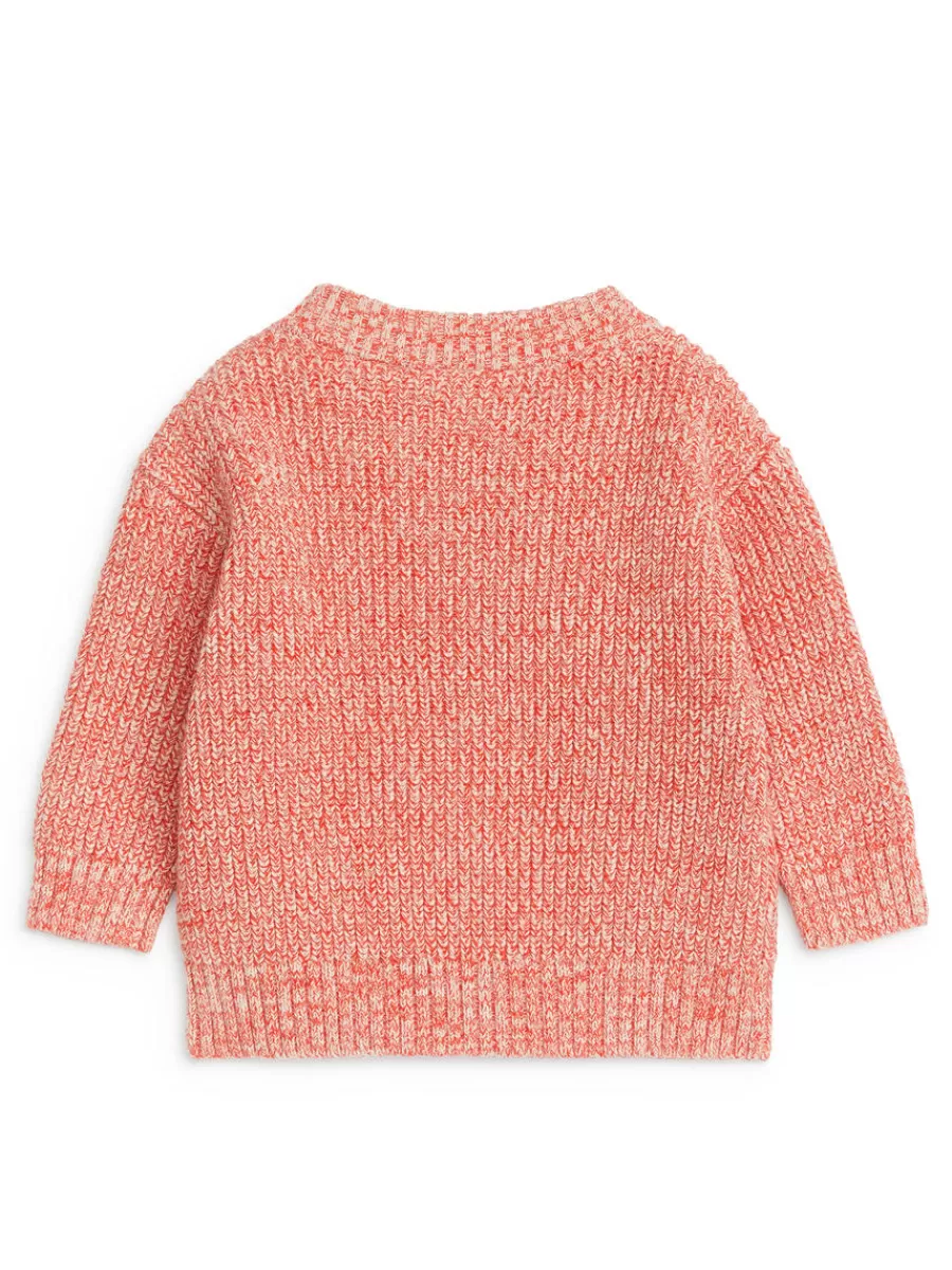 Cheap ARKET Knitted Cotton Jumper Orange Melange