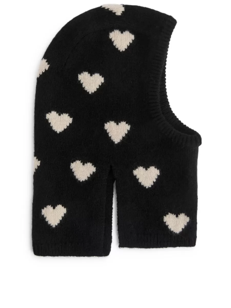 Outlet ARKET Knitted Wool Hood Black/Off White