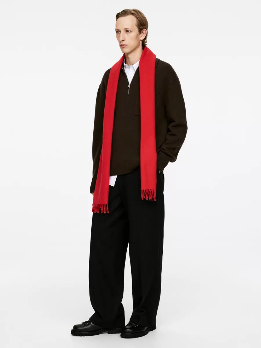 Store ARKET Knitted Wool Zip Polo Shirt Brown