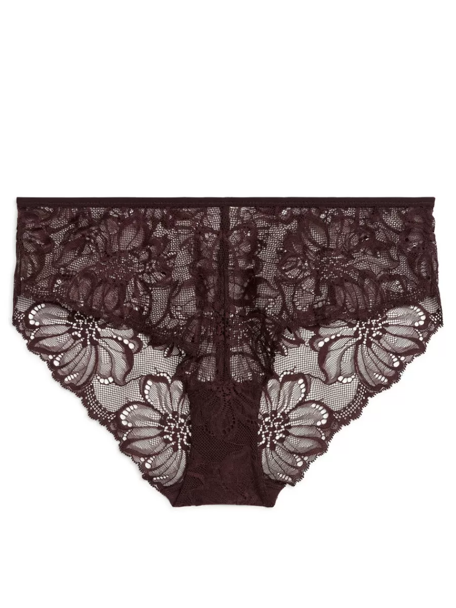 Best ARKET Lace Hipsters Burgundy