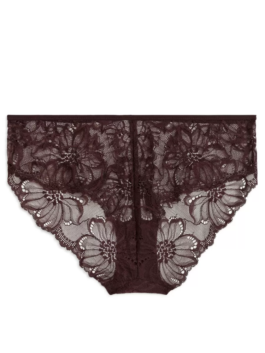Best ARKET Lace Hipsters Burgundy