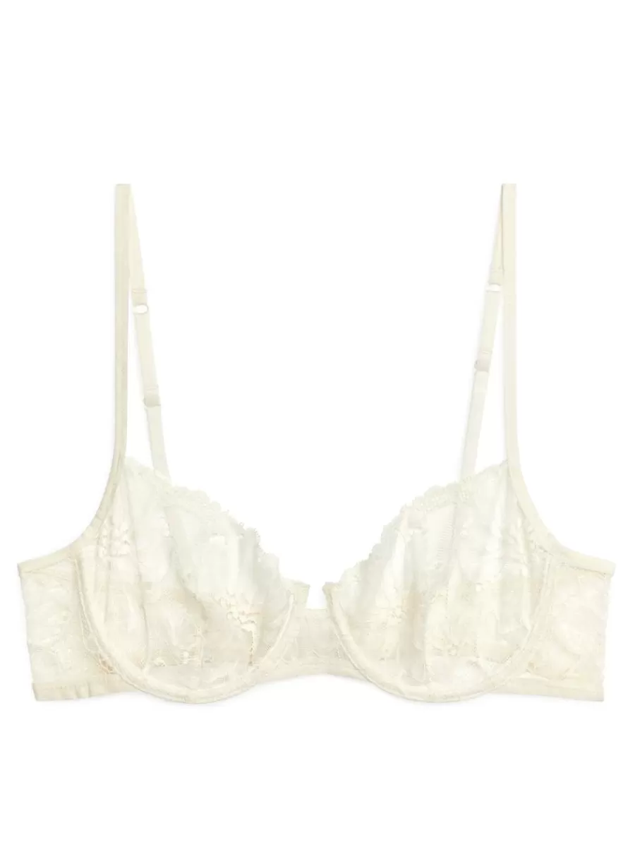 Shop ARKET Lace Wire Bra Off White
