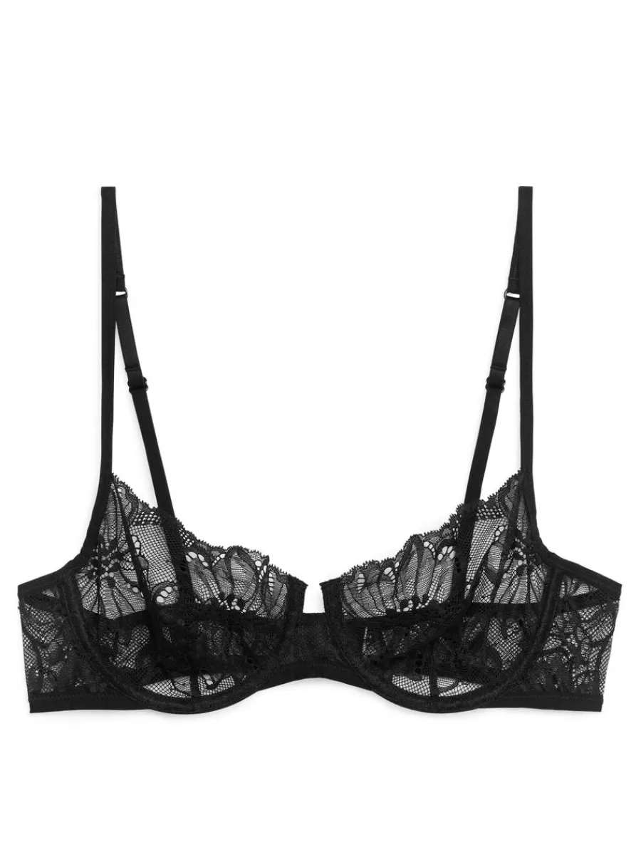Hot ARKET Lace Wire Bra Black