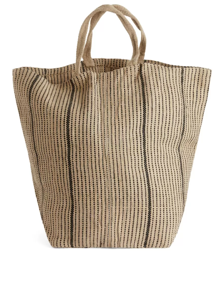 Hot ARKET Large Jute Tote Beige/Black