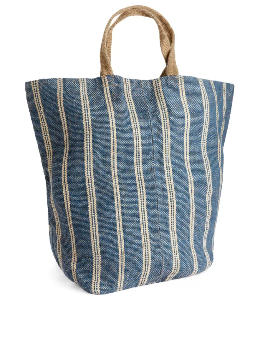 Clearance ARKET Large Jute Tote Blue/Beige