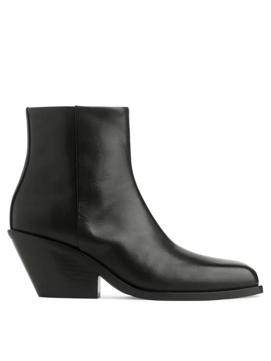 Shop ARKET Leather Ankle Boots Black