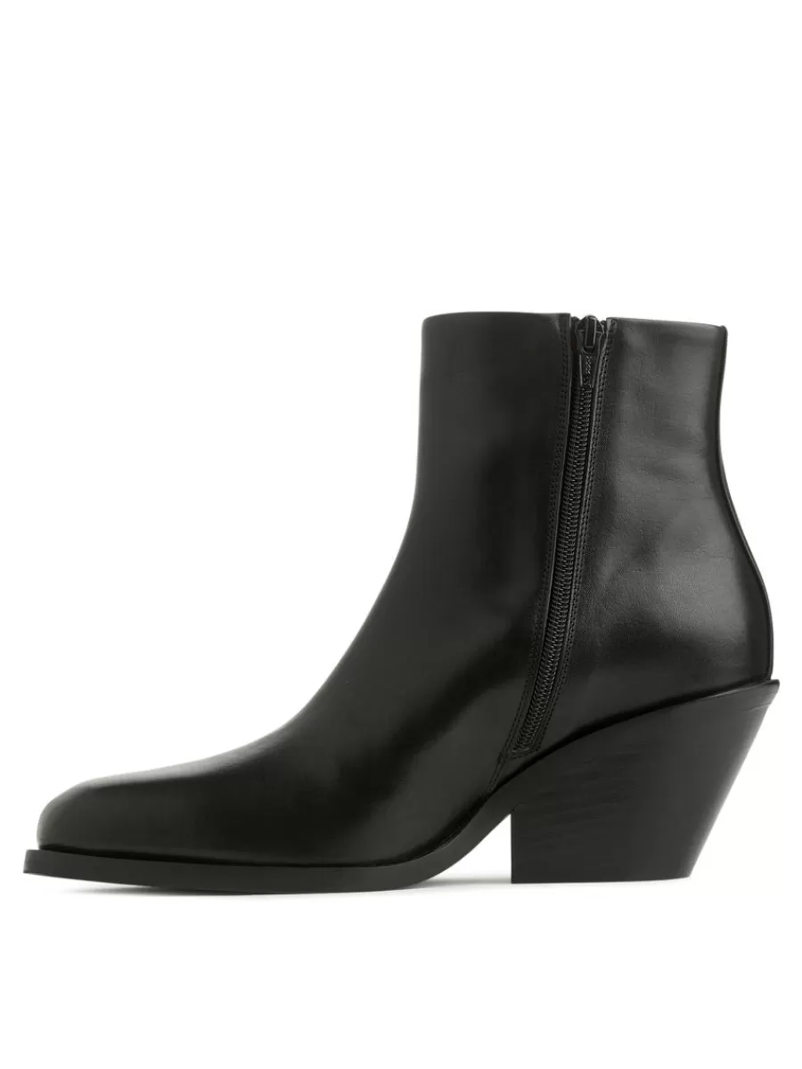 Shop ARKET Leather Ankle Boots Black