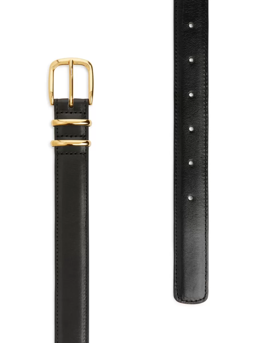 Cheap ARKET Leather Belt Black