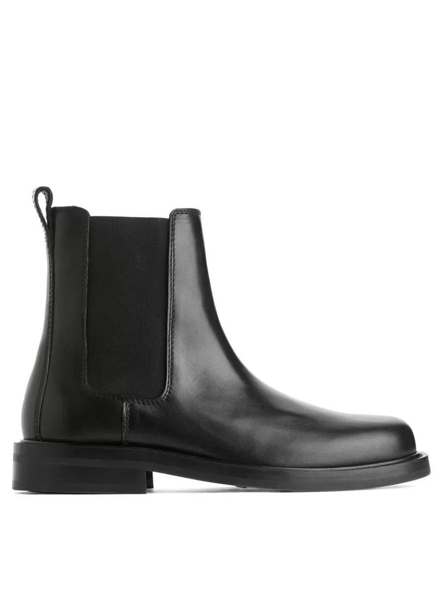 Online ARKET Leather Chelsea Boots Black