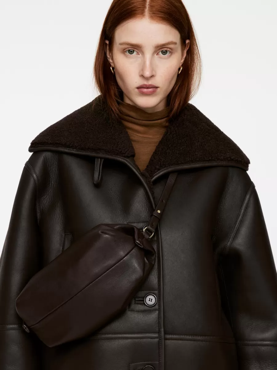 Best ARKET Leather Crossbody Bag Dark Brown