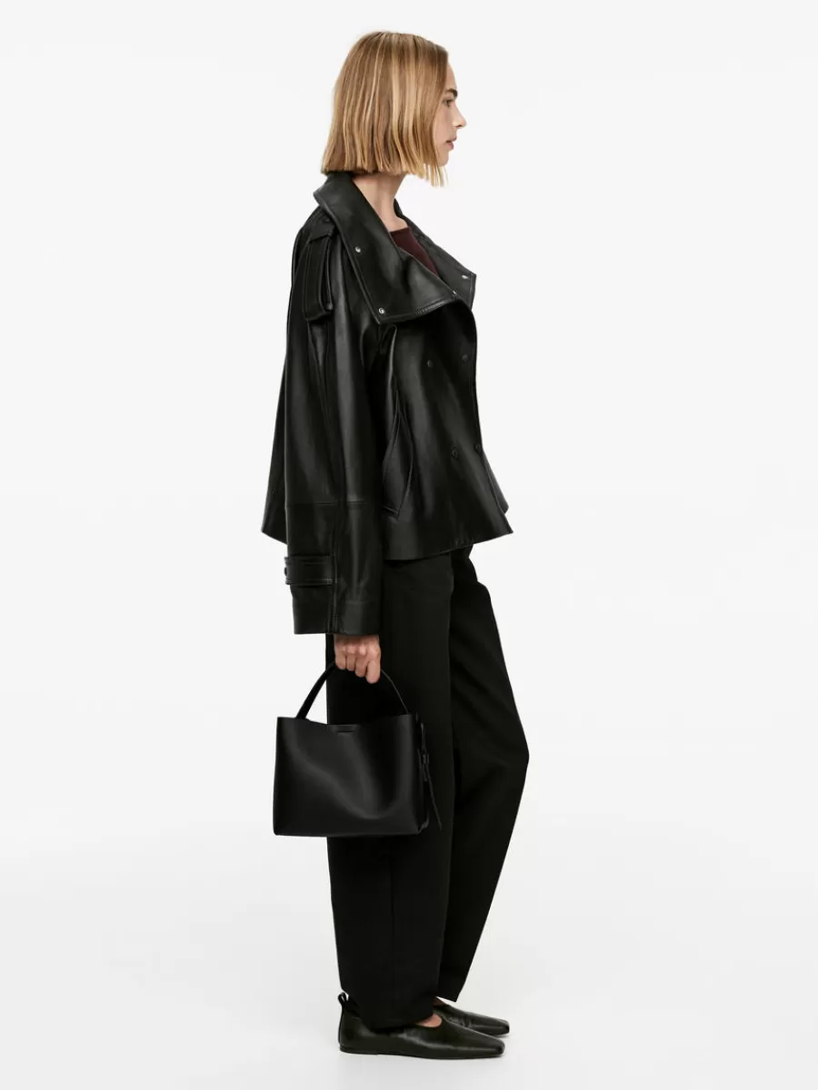 Shop ARKET Leather Crossbody Bag Black