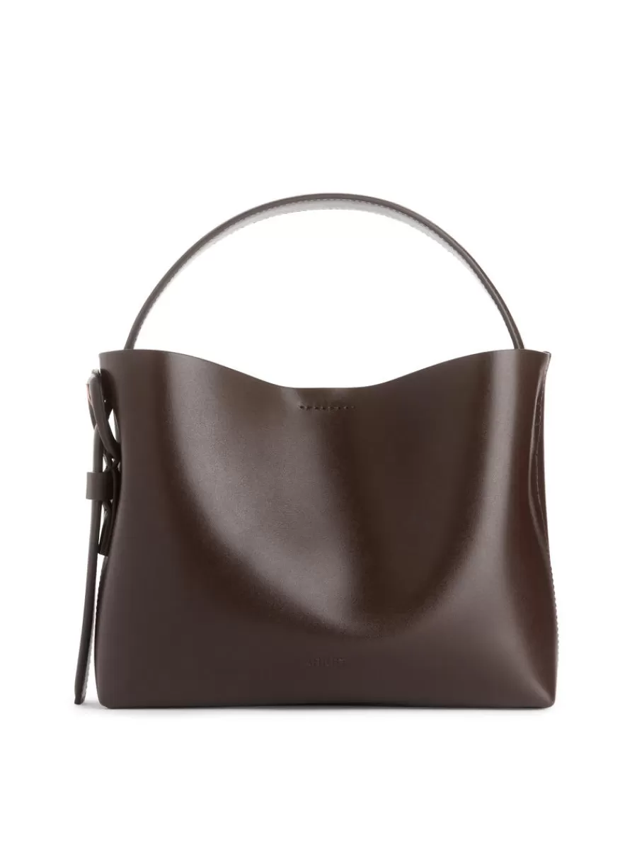 New ARKET Leather Crossbody Bag Dark Brown