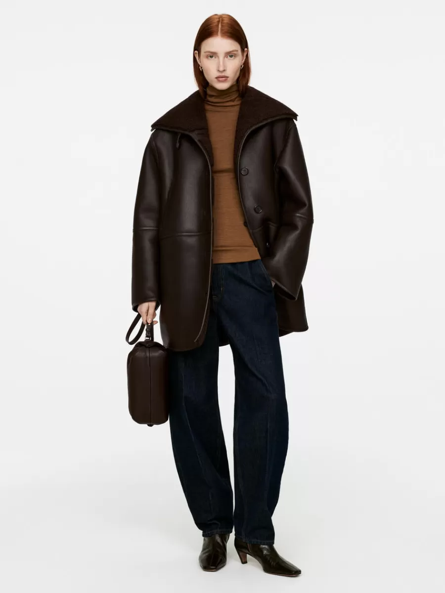 Best ARKET Leather Crossbody Bag Dark Brown